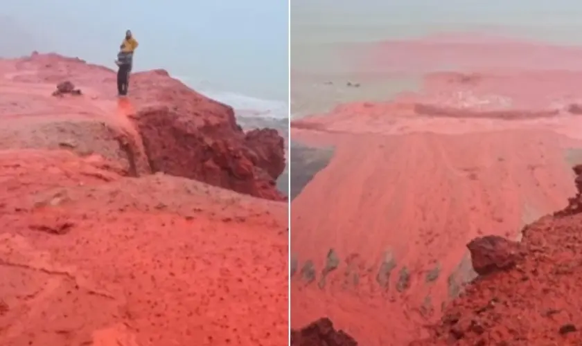 Fenômeno impressionante: mar e cachoeiras no Irã adquirem tonalidade avermelhada